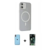 MARSİLYAN™- iPhone 11 Kılıf Çekirdek Modern Prime - Siyah 360 Mat Full Body Arka Koruyucu + Neon Fosforlu Kamera Lens - TU