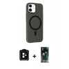 MARSİLYAN™- iPhone 11 Kılıf Çekirdek Modern Prime - Siyah 360 Mat Full Body Arka Koruyucu + PVD Metal Kamera Lens - TU