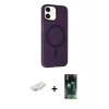 MARSİLYAN™- iPhone 11 Kılıf Çekirdek Modern Prime - Siyah 360 Mat Full Body Arka Koruyucu + Renkli Kamera Lens Koruma Cam - YL