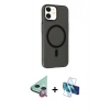 MARSİLYAN™- iPhone 11 Kılıf Çekirdek Modern Prime - Siyah 3D Antistatik Cam Ekran Koruyucu + Raze Metal Kamera Lens - KI