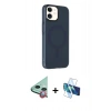 MARSİLYAN™- iPhone 11 Kılıf Çekirdek Modern Prime - Siyah 3D Antistatik Cam Ekran Koruyucu + Raze Metal Kamera Lens - KI