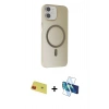 MARSİLYAN™- iPhone 11 Kılıf Çekirdek Modern Prime - Siyah 3D Antistatik Cam Ekran Koruyucu + Rainbow Kamera Lens Koruma Cam - KI