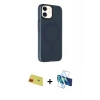 MARSİLYAN™- iPhone 11 Kılıf Çekirdek Modern Prime - Siyah 3D Antistatik Cam Ekran Koruyucu + Rainbow Kamera Lens Koruma Cam - KI