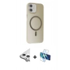 MARSİLYAN™- iPhone 11 Kılıf Çekirdek Modern Prime - Siyah 3D Antistatik Cam Ekran Koruyucu + Raze Metal Kamera Lens - GS