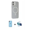MARSİLYAN™- iPhone 11 Kılıf Çekirdek Modern Prime - Siyah 3D Antistatik Cam Ekran Koruyucu + Neon Fosforlu Kamera Lens - TU