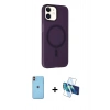 MARSİLYAN™- iPhone 11 Kılıf Çekirdek Modern Prime - Siyah 3D Antistatik Cam Ekran Koruyucu + Neon Fosforlu Kamera Lens - TU