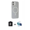 MARSİLYAN™- iPhone 11 Kılıf Çekirdek Modern Prime - Siyah 3D Antistatik Cam Ekran Koruyucu + PVD Metal Kamera Lens - TU