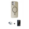 MARSİLYAN™- iPhone 11 Kılıf Çekirdek Modern Prime - Siyah 3D Antistatik Hayalet Cam Ekran Koruyucu + Pers Alüminyum Kamera Lens - LT