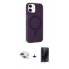 MARSİLYAN™- iPhone 11 Kılıf Çekirdek Modern Prime - Siyah 3D Antistatik Hayalet Cam Ekran Koruyucu + Pers Alüminyum Kamera Lens - LT