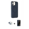 MARSİLYAN™- iPhone 11 Kılıf Çekirdek Modern Prime - Siyah 3D Antistatik Hayalet Cam Ekran Koruyucu + Pers Alüminyum Kamera Lens - LT