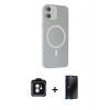 MARSİLYAN™- iPhone 11 Kılıf Çekirdek Modern Prime - Siyah 3D Antistatik Hayalet Cam Ekran Koruyucu + PVD Metal Kamera Lens - MI