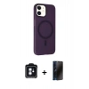 MARSİLYAN™- iPhone 11 Kılıf Çekirdek Modern Prime - Siyah 3D Antistatik Hayalet Cam Ekran Koruyucu + PVD Metal Kamera Lens - MI