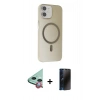 MARSİLYAN™- iPhone 11 Kılıf Çekirdek Modern Prime - Siyah 3D Antistatik Hayalet Cam Ekran Koruyucu + Raze Metal Kamera Lens - KI