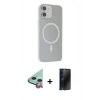 MARSİLYAN™- iPhone 11 Kılıf Çekirdek Modern Prime - Siyah 3D Antistatik Hayalet Cam Ekran Koruyucu + Raze Metal Kamera Lens - KI