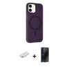 MARSİLYAN™- iPhone 11 Kılıf Çekirdek Modern Prime - Siyah 3D Antistatik Hayalet Cam Ekran Koruyucu + Renkli Kamera Lens Koruma Cam - YL