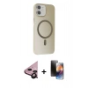 MARSİLYAN™- iPhone 11 Kılıf Çekirdek Modern Prime - Siyah 3D Antistatik Mat Seramik Nano Ekran Koruyucu + Raze Metal Kamera Lens - SH