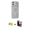 MARSİLYAN™- iPhone 11 Kılıf Çekirdek Modern Prime - Siyah 3D Antistatik Mat Seramik Nano Ekran Koruyucu + Rainbow Kamera Lens Koruma Cam - KI