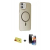 MARSİLYAN™- iPhone 11 Kılıf Çekirdek Modern Prime - Siyah 3D Antistatik Mat Seramik Nano Ekran Koruyucu + Rainbow Kamera Lens Koruma Cam - KI