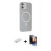 MARSİLYAN™- iPhone 11 Kılıf Çekirdek Modern Prime - Siyah 3D Antistatik Mat Seramik Nano Ekran Koruyucu + Renkli Kamera Lens Koruma Cam - TU