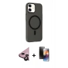 MARSİLYAN™- iPhone 11 Kılıf Çekirdek Modern Prime - Siyah 3D Antistatik Mat Seramik Nano Ekran Koruyucu + Raze Metal Kamera Lens - SH