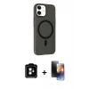 MARSİLYAN™- iPhone 11 Kılıf Çekirdek Modern Prime - Siyah 3D Antistatik Mat Seramik Nano Ekran Koruyucu + PVD Metal Kamera Lens - TU