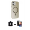MARSİLYAN™- iPhone 11 Kılıf Çekirdek Modern Prime - Siyah 3D Antistatik Mat Seramik Nano Ekran Koruyucu + PVD Metal Kamera Lens - TU