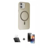 MARSİLYAN™- iPhone 11 Kılıf Çekirdek Modern Prime - Siyah 3D Antistatik Mat Seramik Nano Ekran Koruyucu + Kamera Lens Koruma Cam - SF