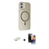 MARSİLYAN™- iPhone 11 Kılıf Çekirdek Modern Prime - Siyah 3D Antistatik Mat Seramik Nano Ekran Koruyucu + Renkli Kamera Lens Koruma Cam - SI