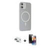 MARSİLYAN™- iPhone 11 Kılıf Çekirdek Modern Prime - Siyah 3D Antistatik Mat Seramik Nano Ekran Koruyucu + Yeşil Pers Alüminyum Kamera Lens