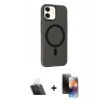 MARSİLYAN™- iPhone 11 Kılıf Çekirdek Modern Prime - Siyah 3D Antistatik Mat Seramik Nano Ekran Koruyucu + Kamera Lens Koruma Cam - SF