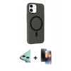 MARSİLYAN™- iPhone 11 Kılıf Çekirdek Modern Prime - Siyah 3D Antistatik Mat Seramik Nano Ekran Koruyucu + Raze Metal Kamera Lens - MI