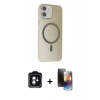 MARSİLYAN™- iPhone 11 Kılıf Çekirdek Modern Prime - Siyah 3D Antistatik Mat Seramik Nano Ekran Koruyucu + PVD Metal Kamera Lens - YL