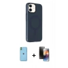 MARSİLYAN™- iPhone 11 Kılıf Çekirdek Modern Prime - Siyah 3D Antistatik Mat Seramik Nano Ekran Koruyucu + Neon Fosforlu Kamera Lens - YL