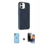 MARSİLYAN™- iPhone 11 Kılıf Çekirdek Modern Prime - Siyah 3D Antistatik Mat Seramik Nano Ekran Koruyucu + Neon Fosforlu Kamera Lens - TU