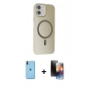 MARSİLYAN™- iPhone 11 Kılıf Çekirdek Modern Prime - Siyah 3D Antistatik Mat Seramik Nano Ekran Koruyucu + Neon Fosforlu Kamera Lens - TU