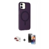 MARSİLYAN™- iPhone 11 Kılıf Çekirdek Modern Prime - Siyah 3D Antistatik Mat Seramik Nano Ekran Koruyucu + Pers Alüminyum Kamera Lens - KI