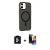 MARSİLYAN™- iPhone 11 Kılıf Çekirdek Modern Prime - Siyah 3D Antistatik Mat Seramik Nano Ekran Koruyucu + PVD Metal Kamera Lens - YL