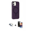 MARSİLYAN™- iPhone 11 Kılıf Çekirdek Modern Prime - Siyah 3D Antistatik Mat Seramik Nano Ekran Koruyucu + Pers Alüminyum Kamera Lens - LT