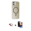 MARSİLYAN™- iPhone 11 Kılıf Çekirdek Modern Prime - Siyah 3D Antistatik Mat Seramik Nano Ekran Koruyucu + Pers Alüminyum Kamera Lens - KI