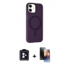 MARSİLYAN™- iPhone 11 Kılıf Çekirdek Modern Prime - Siyah 3D Antistatik Mat Seramik Nano Ekran Koruyucu + Mavi PVD Metal Kamera Lens
