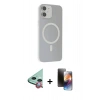 MARSİLYAN™- iPhone 11 Kılıf Çekirdek Modern Prime - Siyah 3D Antistatik Mat Seramik Nano Ekran Koruyucu + Raze Metal Kamera Lens - KI