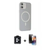 MARSİLYAN™- iPhone 11 Kılıf Çekirdek Modern Prime - Siyah 3D Antistatik Mat Seramik Nano Ekran Koruyucu + Mavi PVD Metal Kamera Lens