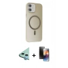 MARSİLYAN™- iPhone 11 Kılıf Çekirdek Modern Prime - Siyah 3D Antistatik Mat Seramik Nano Ekran Koruyucu + Raze Metal Kamera Lens - MI