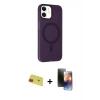 MARSİLYAN™- iPhone 11 Kılıf Çekirdek Modern Prime - Siyah 3D Antistatik Mat Seramik Nano Ekran Koruyucu + Rainbow Kamera Lens Koruma Cam - KI