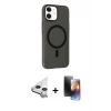 MARSİLYAN™- iPhone 11 Kılıf Çekirdek Modern Prime - Siyah 3D Antistatik Mat Seramik Nano Ekran Koruyucu + Raze Metal Kamera Lens - GS