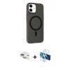 MARSİLYAN™- iPhone 11 Kılıf Çekirdek Modern Prime - Siyah 3D Antistatik Seramik Nano Ekran Koruyucu + Pers Alüminyum Kamera Lens - GD