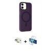 MARSİLYAN™- iPhone 11 Kılıf Çekirdek Modern Prime - Siyah 3D Antistatik Seramik Nano Ekran Koruyucu + Pers Alüminyum Kamera Lens - GD