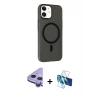 MARSİLYAN™- iPhone 11 Kılıf Çekirdek Modern Prime - Siyah 3D Antistatik Seramik Nano Ekran Koruyucu + Raze Metal Kamera Lens - MR