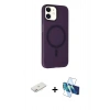 MARSİLYAN™- iPhone 11 Kılıf Çekirdek Modern Prime - Siyah 3D Antistatik Seramik Nano Ekran Koruyucu + Renkli Kamera Lens Koruma Cam - PE