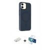 MARSİLYAN™- iPhone 11 Kılıf Çekirdek Modern Prime - Siyah 3D Antistatik Seramik Nano Ekran Koruyucu + Renkli Kamera Lens Koruma Cam - PE